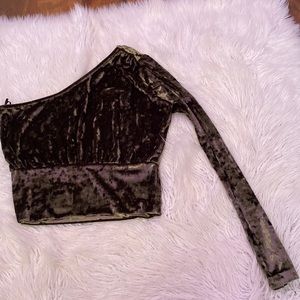 Urban Outfitter’s Velvet One Shoulder Cropped Shirt